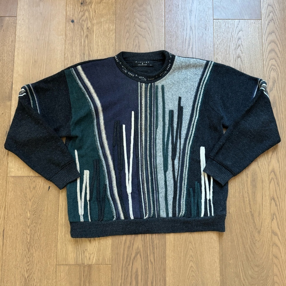 Protege Men's 3D Knit Coogi Style Crewneck Sweater - Vintage - Size L
